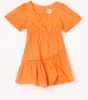 Scotch & Soda Oranje Mini Jurk Voluminous Tape Detail Dress online kopen