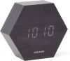 Karlsson Wekkers Alarm clock Hexagon veneer, white LED Zwart online kopen