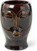 Light & Living Present Time Plantenpot Mask Glazuur Donker Bruin 18, 5x16x22, 2cm online kopen