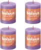 Bolsius Stompkaarsen Shine 4 st rustiek 80x68 mm levendig violet online kopen