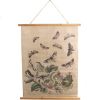 Clayre & Eef Wandkleed 80x100 Cm Beige Hout Textiel Rechthoek Vlinders Wanddoek Wandhanger Wandkaart online kopen