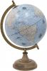 Clayre & Eef Wereldbol 22x33 Cm Blauw Hout Metaal Globe Aardbol Woonaccessoires Blauw Globe Aardbol online kopen