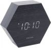 Karlsson Wekkers Alarm clock Hexagon veneer, white LED Zwart online kopen