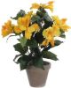 Mica Decorations Hibiscus Kunstplant Geel In Grijze Pot H40 X D30 Cm Kunstplanten online kopen