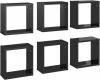 VidaXL Wandschappen kubus 6 st 30x15x30 cm hoogglans zwart online kopen