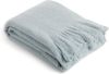 Kave Home Haru deken met golvende rand in blauw wol, 125 x 150 cm online kopen