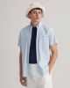 Gant casual overhemd korte mouw lichtblauw geruit katoen wijde fit online kopen