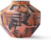 HKliving Vaas hand geborsteld oranje/zwart keramiek online kopen